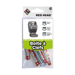 Kit de fixation de 4 chevilles multimatériaux pour boites à clés de marque Red head, référence: B9249700