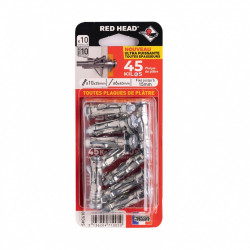 Lot de 10 chevilles Diam. 10 x L.35 mm et vis a expansion RED HEAD, Diam. 6 x L.340 mm de marque Red head, référence: B9250300