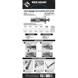 Lot de 10 chevilles Diam. 10 x L.35 mm et vis a expansion RED HEAD, Diam. 6 x L.340 mm - Red head