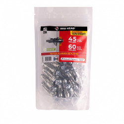Lot de 25 chevilles Diam.10 x L.35 mm et vis a expansion RED HEAD, Diam.6 x L.40 mm de marque Red head, référence: B9250700