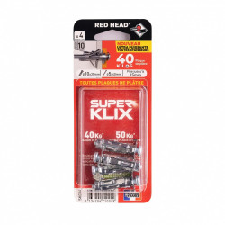 Lot de 4 chevilles diam. 10 x L.35 mm et vis à expansion diam. 5 x L.40 mm, RED HEAD - Red head