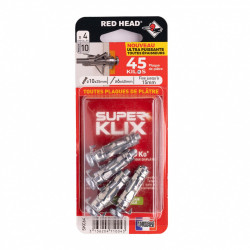Lot de 4 chevilles Diam. 10 x L.35 mm et vis a expansion RED HEAD, Diam. 6 x L.40 mm de marque Red head, référence: B9251100