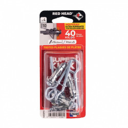 Lot de 4 chevilles Diam.10 x L.35 mm et piton RED HEAD, Diam.5mm de marque Red head, référence: B9251500