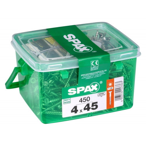 Lot De 450 Vis Acier Tête Fraisée Torx Spax, Diam.4 Mm X L.45 Mm - SPAX