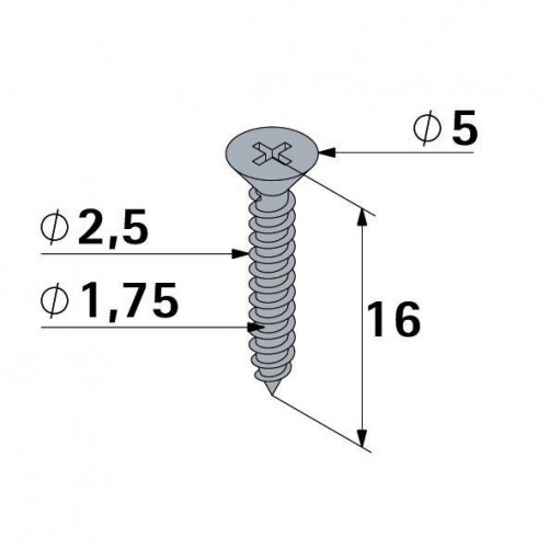 Vis  pour charnières et raccords pour meuble, HETTICH, 2,5 x 16 mm, noir - HETTICH