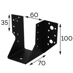 Sabot de charpente universel acier zingue noir Magnodur 60x100x70x35, SUKI - SUKI