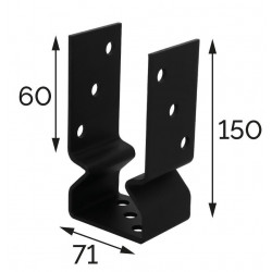 Sabot de charpente universel acier zingue noir Magnodur 71x150x60, SUKI - SUKI