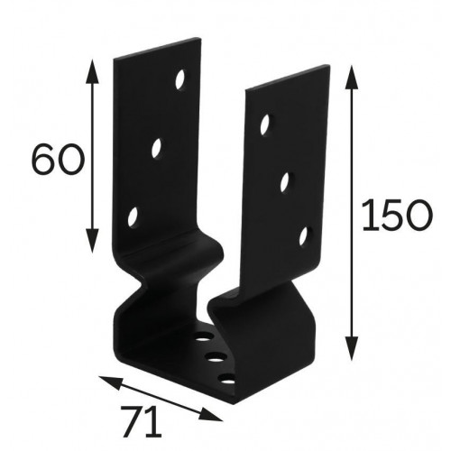 Sabot de charpente universel acier zingue noir Magnodur 71x150x60, SUKI - SUKI
