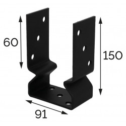 Sabot de charpente universel acier zingue noir Magnodur 91x150x60, SUKI - SUKI
