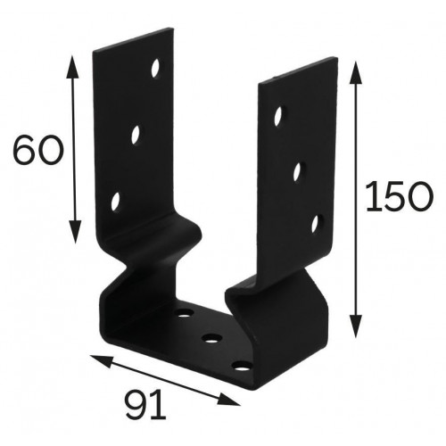 Sabot de charpente universel acier zingue noir Magnodur 91x150x60, SUKI - SUKI