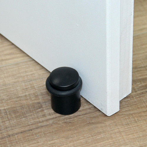 Butée de porte à fixer au sol CHRISLIGNE alu mat noir, L.3.4 x H.4 x l.3.4 cm - LINEA BERTOMANI