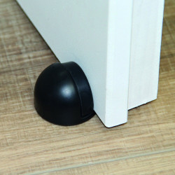 Butée de porte de sol CHRISLIGNE Demi-lune aluminium mat noir Diam.4 x H.3 cm - CHRISLIGNE