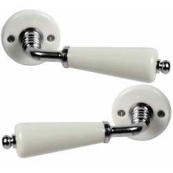 2 Poignées Sur Rosace Porcelaine, Porcelaine De Limoges Nickelé Mat Sans - MERIGOUS