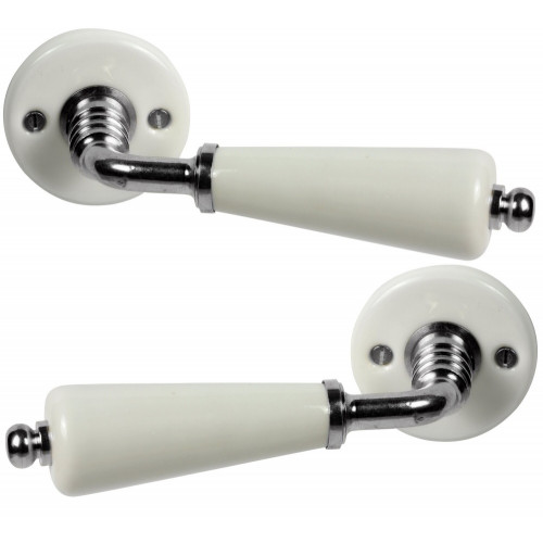 2 Poignées Sur Rosace Porcelaine, Porcelaine De Limoges Nickelé Mat Sans - MERIGOUS