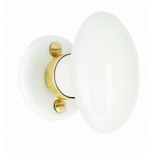 Bouton De Porte Porcelaine Porcelaine De Limoges Laitonné - MERIGOUS