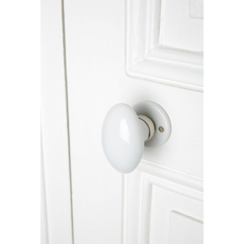 Bouton De Porte Porcelaine, Blanc Nickelé Mat Inspire, Porcelaine Sans Trou - MERIGOUS