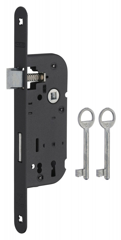 THIRARD Serrure encastrable à clé pour porte de chambre axe 40mm bouts ronds 1 tour 2 clés THIRARD