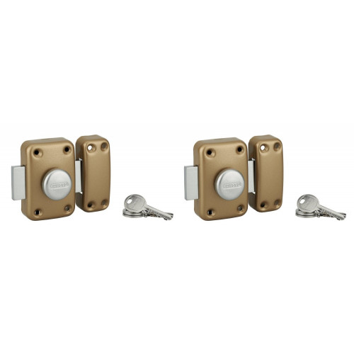 Lot de 2 verrou apache bouton/cylindre, 45 mm, doré - THIRARD