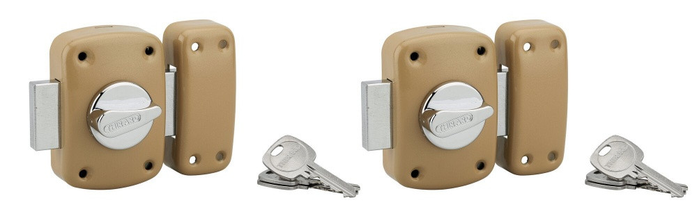 THIRARD Lot de 2 verrous à bouton Corvette pour porte dentrée cylindre 45mm acier 6 clés époxy THIRARD