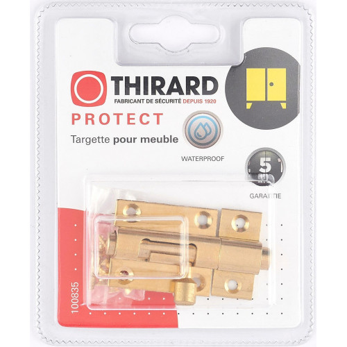 Targette à pêne rond THIRARD, laiton ciré jaune - THIRARD