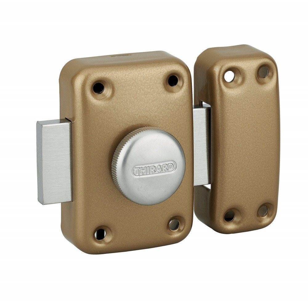 Verrou à bouton Apache pour porte intérieure acier époxy or THIRARD