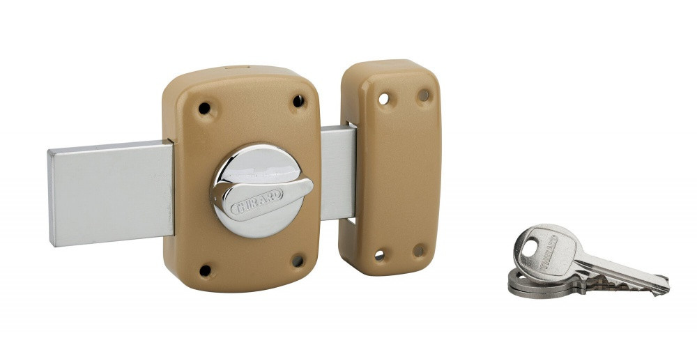 THIRARD Verrou à bouton Corvette pour porte de garage cylindre 30mm pêne 160mm acier 3 clés époxy THIRARD
