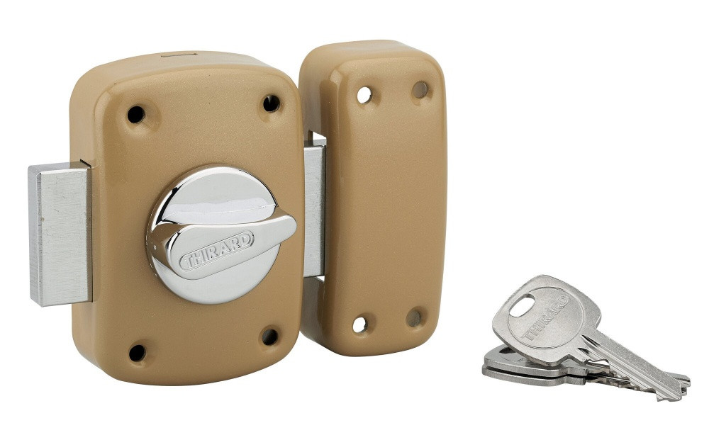 THIRARD Verrou à bouton Corvette pour porte dentrée cylindre 35mm acier 3 clés époxy THIRARD