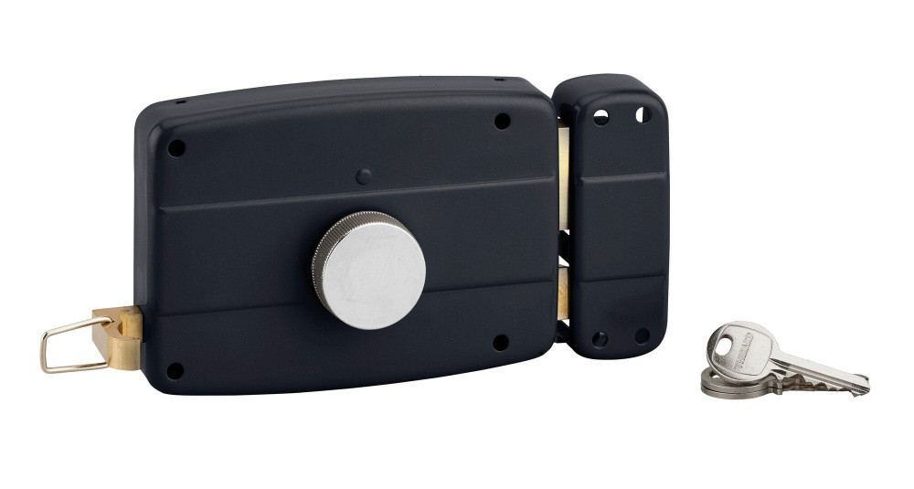 THIRARD Serrure en applique à bouton pour porte de garage à battant droite 140x90mm axe 70mm 3 clés THIRARD