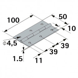 Charnière en acier pour meuble, HETTICH, L.100 x l.50 mm, noir - HETTICH