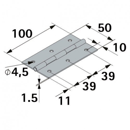 Charnière en acier pour meuble, HETTICH, L.100 x l.50 mm, noir - HETTICH