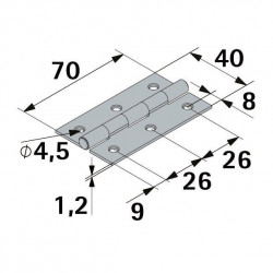 Charnière en acier pour meuble, HETTICH, L.70 x l.40 mm, noir - HETTICH