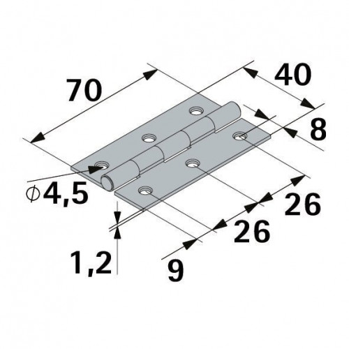 Charnière en acier pour meuble, HETTICH, L.70 x l.40 mm, noir - HETTICH