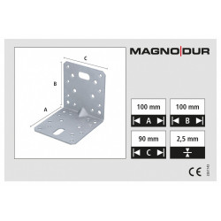 Connecteur angle acier zingué Magnodur 100x100x90, SUKI - SUKI