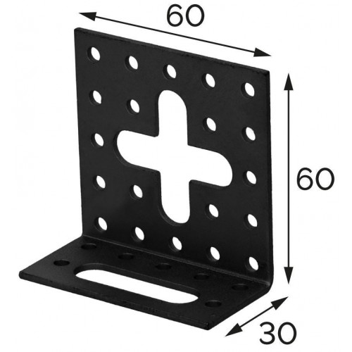 Equerre acier zingué ajustable noire Magnodur 30x60x60, SUKI - SUKI