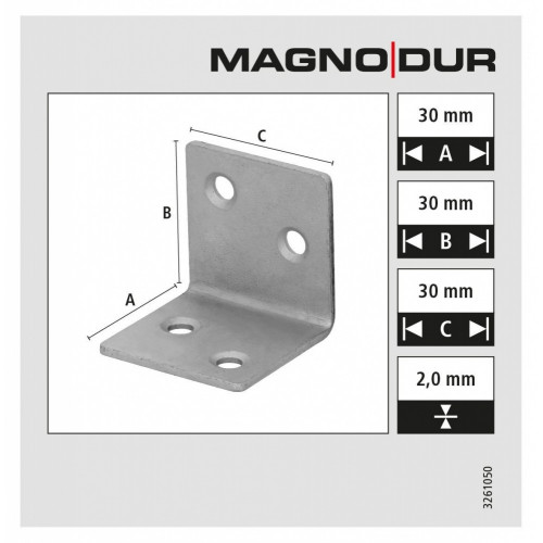 Equerre acier zingué Magnodur 30x30x30, SUKI - SUKI