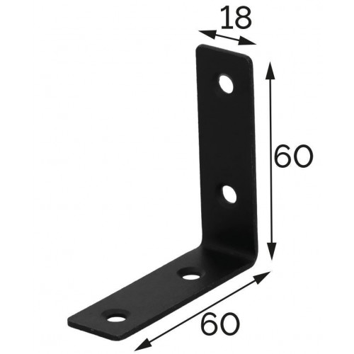 Equerre acier zingue noire 60x60x18, SUKI - SUKI