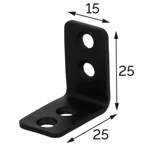 Equerre acier zingue noire Magnodur 25x25x15, SUKI - SUKI