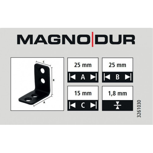 Equerre acier zingue noire Magnodur 25x25x15, SUKI - SUKI