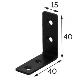 Equerre acier zingue noire Magnodur 40x40x15, SUKI - SUKI