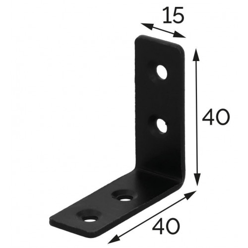 Equerre acier zingue noire Magnodur 40x40x15, SUKI - SUKI