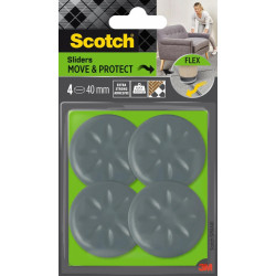 Lot de 4 patins de pied de meuble en polypropylène adhésif SCOTCH Diam. 40 mm de marque SCOTCH, référence: B9276700
