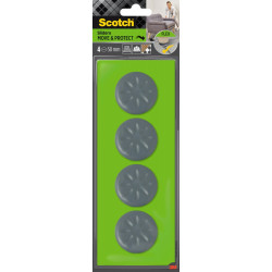 Lot de 4 patins de pied de meuble en polypropylène adhésif SCOTCH Diam. 50 mm de marque SCOTCH, référence: B9276800