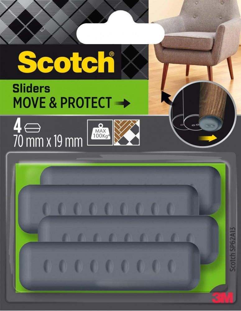 Scotch tampons glisseurs auto adhésifs alvéolés 70 x 19 mm - vue 2