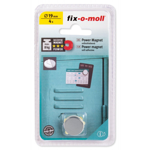 Lot de 4 aimants, FIX-O-MOLL SUKI, diam.19 mm, argent - FIX-O-MOLL