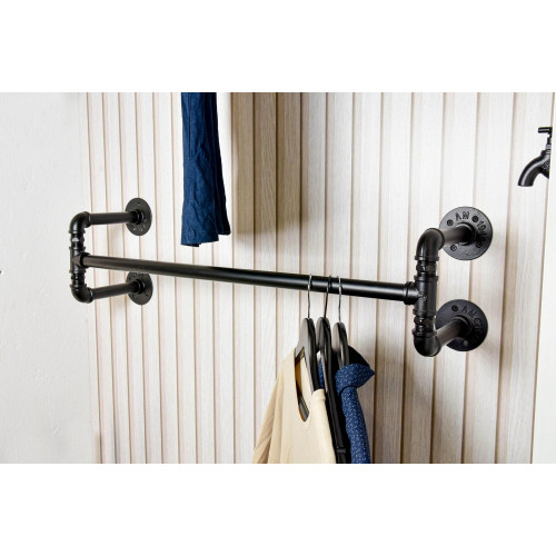 Barre de penderie ronde, MyTube, diam.25 mm L700mm, noir mat - Sans marque
