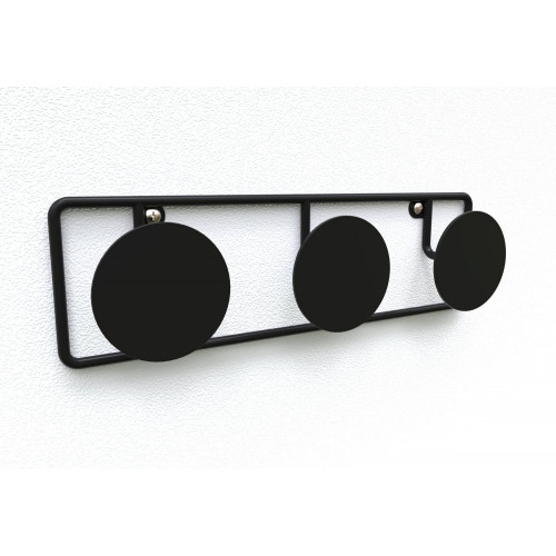 Patere CIME Dot, 3 têtes D90 400 x 120 mm noir - Cime