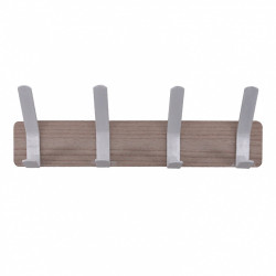 Portemanteau Sud 4 pateres, a fixer, bois, blanc - Sans marque
