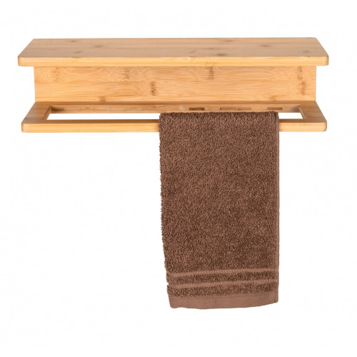 Etagère porte serviette fixation au choix Inbara 40cm bambou WENKO - WENKO