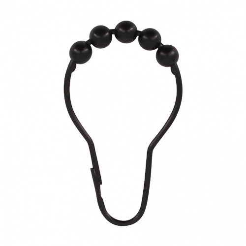 Lot de 12 anneaux de douche L. 7.5 cm, SENSEA noir - AZAO