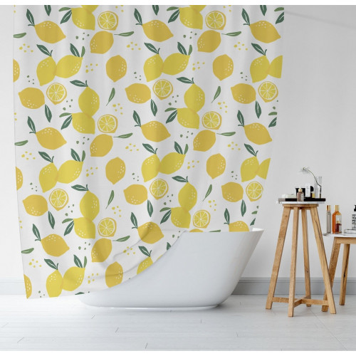 Rideau de douche 180 x 200 cm Citron zélie - AZAO
